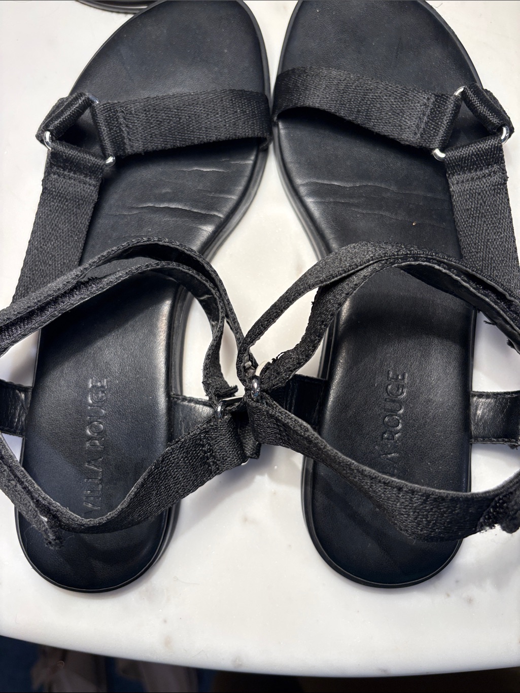 Black Strappy Women's Sandals With Adjustable Webbing Straps